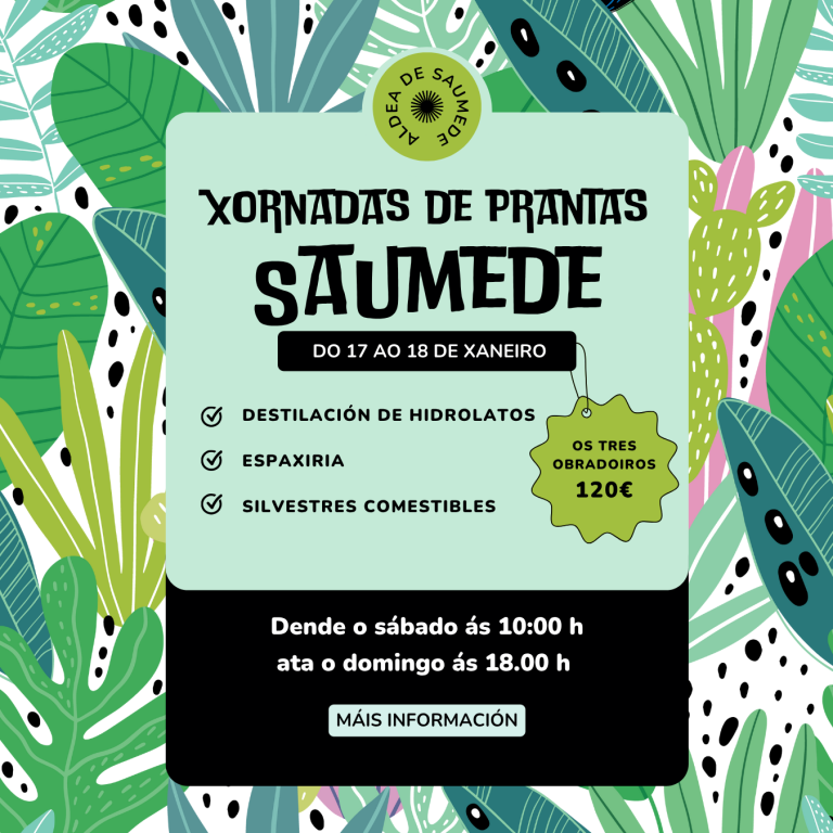 Cartel del taller de destilación de hidrolatos en Saumede Ourense | Apañando Herbas