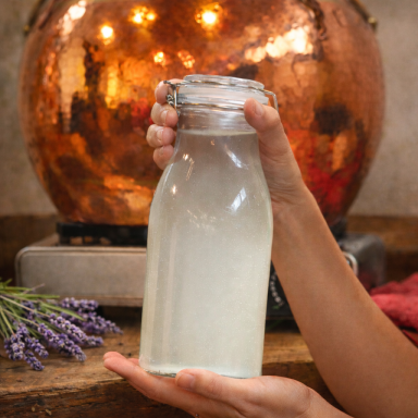 Hidrolato obtenido mediante destilación tradicional en alambique de cobre